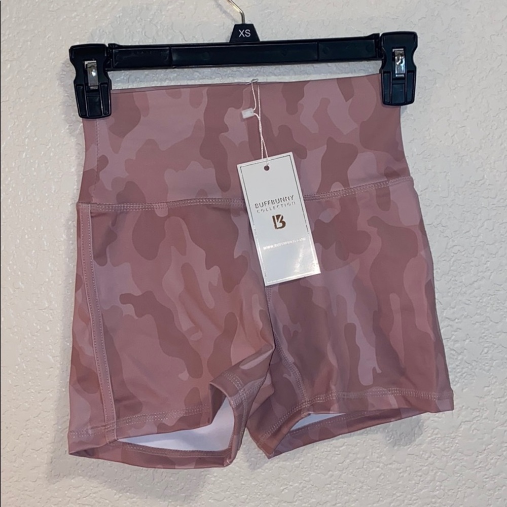 Buffbunny pink camo workout shorts